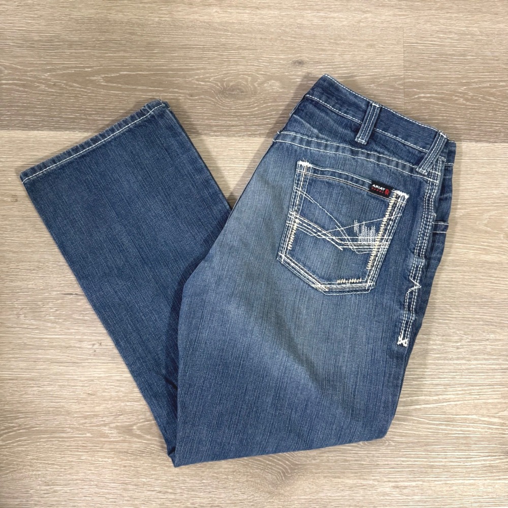 Ariat M4 FR Work Pant Mens 36x30 Blue Relaxed Boot Flame Resistant 10018365
